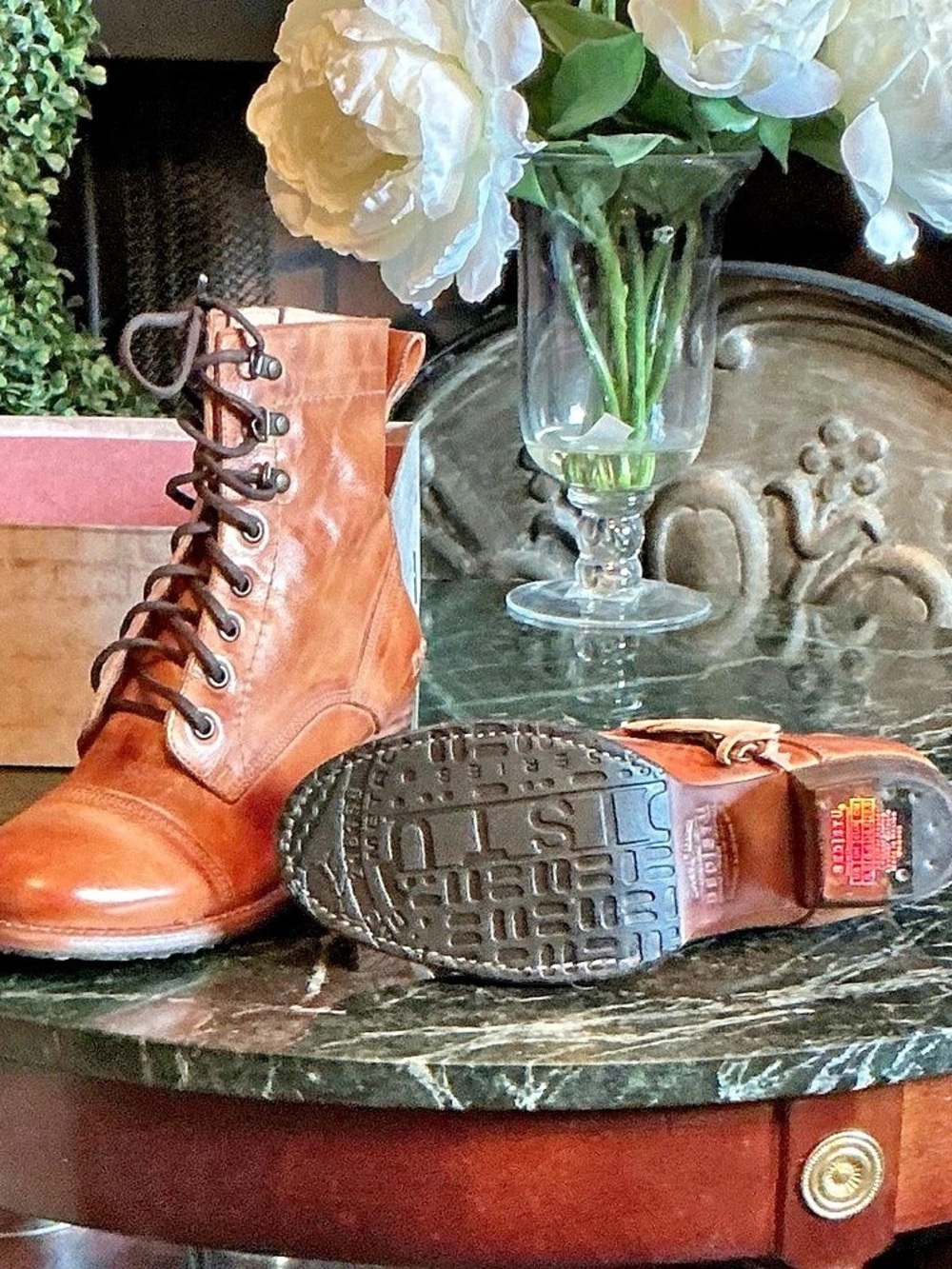 BED STU JUDGEMENT Tan Rustic Leather Lace-Up Heeled Boots US 8.5 **New**